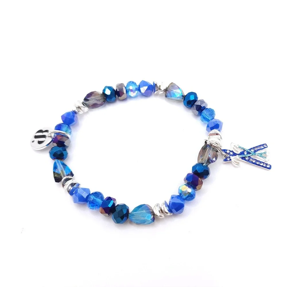Bomb Party Ski Slopes Beaded Stretch Bracelet Set of 2 Multi Glass Beads 7.5